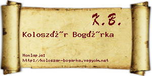 Koloszár Bogárka névjegykártya